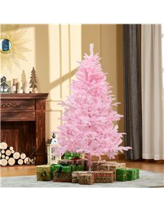 HOMCOM 5FT Artificial Christmas Tree Holiday Xmas Holiday Tree Decoration with Automatic Open for Home Party, Pink 2