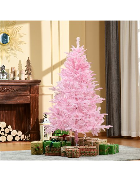 HOMCOM 5FT Artificial Christmas Tree Holiday Xmas Holiday Tree Decoration with Automatic Open for Home Party, Pink - pic 208639 | FastDaddyshop