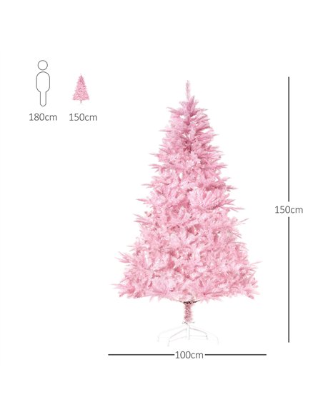 HOMCOM 5FT Artificial Christmas Tree Holiday Xmas Holiday Tree Decoration with Automatic Open for Home Party, Pink - pic 208640 | FastDaddyshop