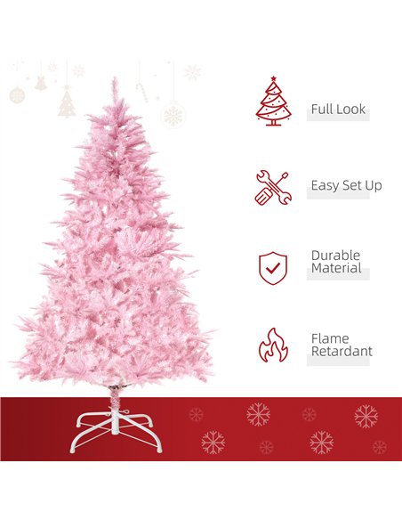 HOMCOM 5FT Artificial Christmas Tree Holiday Xmas Holiday Tree Decoration with Automatic Open for Home Party, Pink - pic 208641 | FastDaddyshop