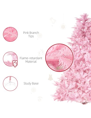 HOMCOM 5FT Artificial Christmas Tree Holiday Xmas Holiday Tree Decoration with Automatic Open for Home Party, Pink