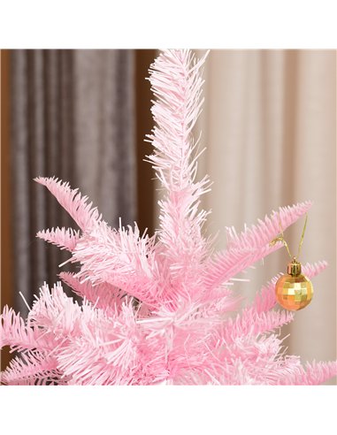 HOMCOM 5FT Artificial Christmas Tree Holiday Xmas Holiday Tree Decoration with Automatic Open for Home Party, Pink