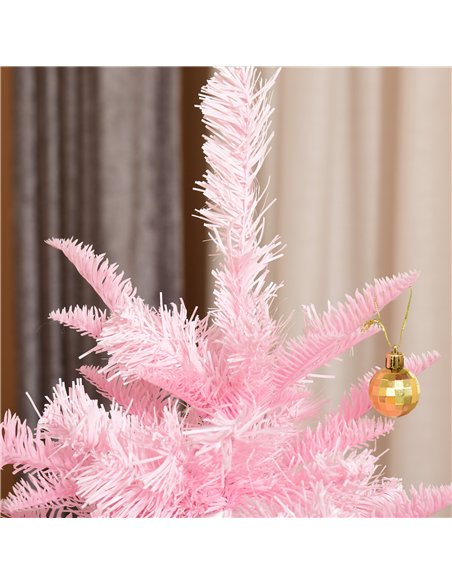 HOMCOM 5FT Artificial Christmas Tree Holiday Xmas Holiday Tree Decoration with Automatic Open for Home Party, Pink - pic 208645 | FastDaddyshop
