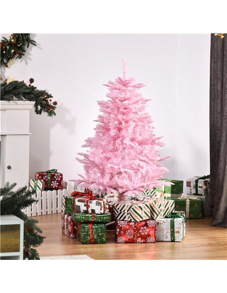 HOMCOM 4FT Artificial Christmas Tree Holiday Xmas Holiday Tree Decoration with Automatic Open for Home Party, Pink - pic 208648 | FastDaddyshop