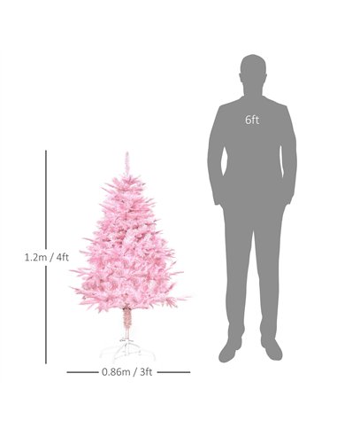 HOMCOM 4FT Artificial Christmas Tree Holiday Xmas Holiday Tree Decoration with Automatic Open for Home Party, Pink