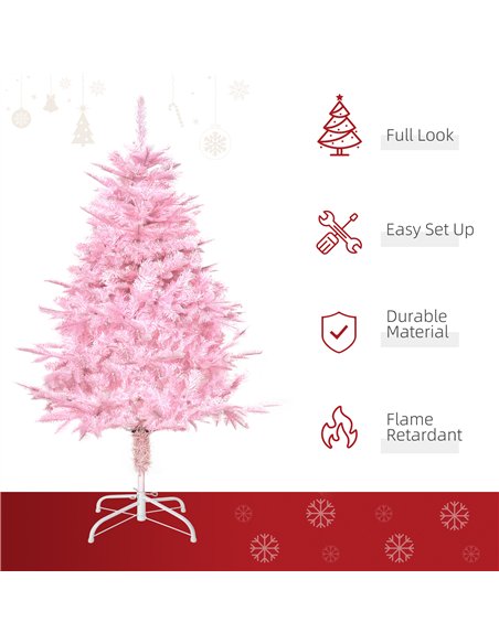 HOMCOM 4FT Artificial Christmas Tree Holiday Xmas Holiday Tree Decoration with Automatic Open for Home Party, Pink - pic 208650 | FastDaddyshop