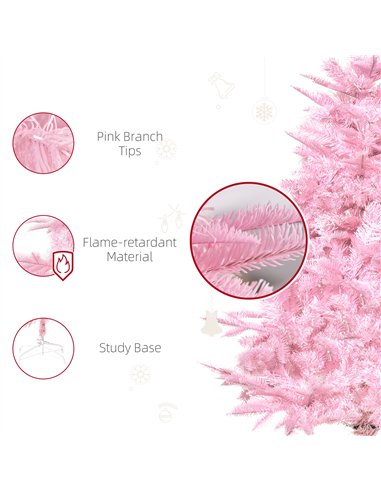 HOMCOM 4FT Artificial Christmas Tree Holiday Xmas Holiday Tree Decoration with Automatic Open for Home Party, Pink