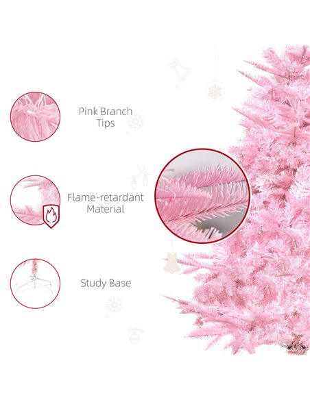 HOMCOM 4FT Artificial Christmas Tree Holiday Xmas Holiday Tree Decoration with Automatic Open for Home Party, Pink - pic 208653 | FastDaddyshop