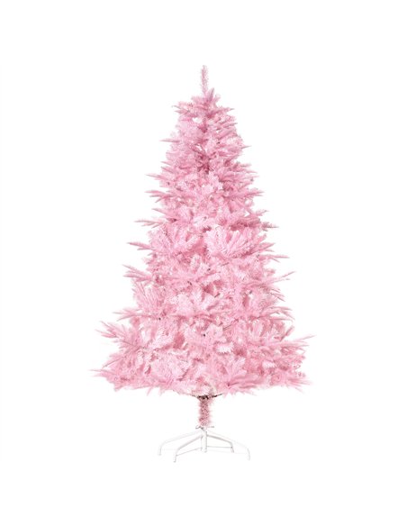 HOMCOM 6FT Artificial Christmas Tree Holiday Xmas Holiday Tree Decoration with Automatic Open for Home Party, Pink - pic 208656 | FastDaddyshop