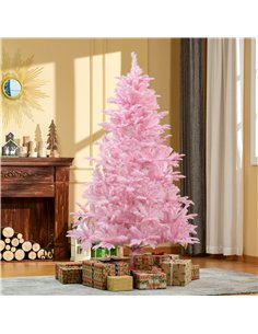 HOMCOM 6FT Artificial Christmas Tree Holiday Xmas Holiday Tree Decoration with Automatic Open for Home Party, Pink 2