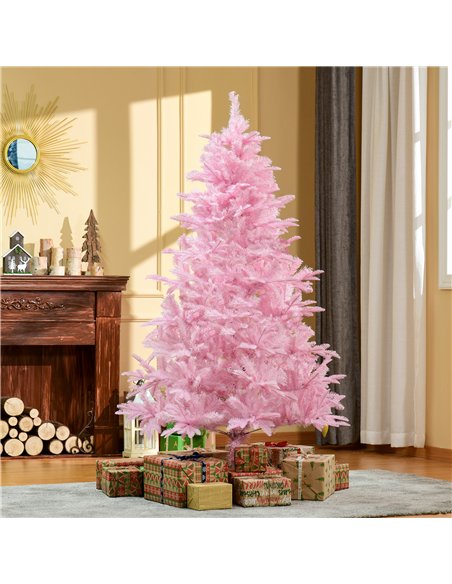 HOMCOM 6FT Artificial Christmas Tree Holiday Xmas Holiday Tree Decoration with Automatic Open for Home Party, Pink - pic 208657 | FastDaddyshop