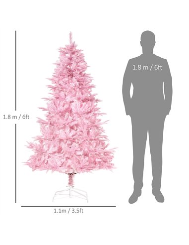 HOMCOM 6FT Artificial Christmas Tree Holiday Xmas Holiday Tree Decoration with Automatic Open for Home Party, Pink