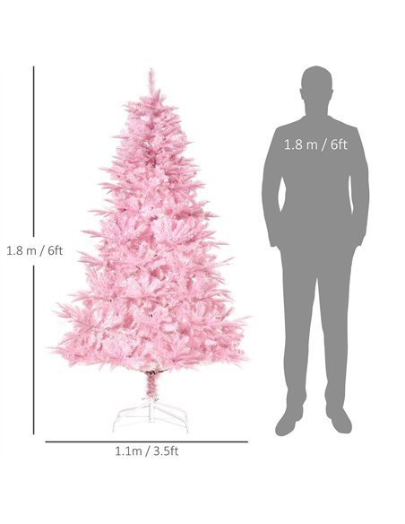 HOMCOM 6FT Artificial Christmas Tree Holiday Xmas Holiday Tree Decoration with Automatic Open for Home Party, Pink - pic 208658 | FastDaddyshop