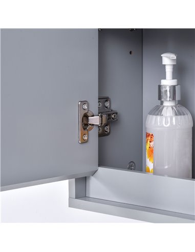 HOMCOM Bathroom Double Door Mirror Cabinet Wall Mounted Storage, Grey