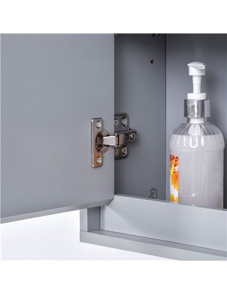 HOMCOM Bathroom Double Door Mirror Cabinet Wall Mounted Storage, Grey - pic 20866 | FastDaddyshop