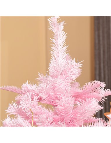 HOMCOM 6FT Artificial Christmas Tree Holiday Xmas Holiday Tree Decoration with Automatic Open for Home Party, Pink