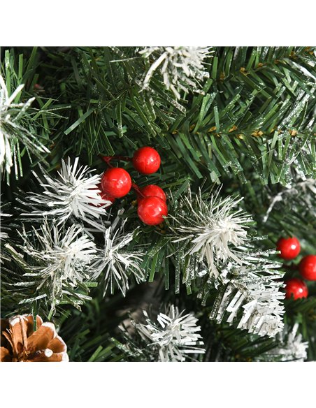 HOMCOM 6FT Artificial Christmas Tree Xmas Pencil Tree with Red Berries and Pinecones Holiday Home Indoor Decoration with Foldabl - pic 208682 | FastDaddyshop
