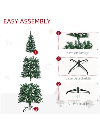 HOMCOM 6FT Tall Prelit Pencil Slim Artificial Christmas Tree with Realistic Branches, 300 Colourful LED Lights and 618 Tips, Xma