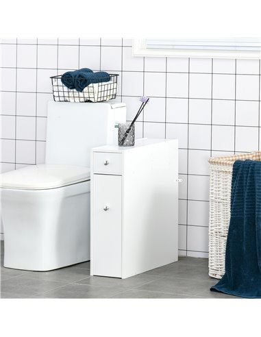 HOMCOM Bathroom Slim Floor Cabinet with Drawers, White