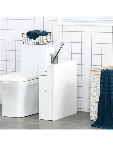 HOMCOM Bathroom Slim Floor Cabinet with Drawers, White - pic 20869 | FastDaddyshop