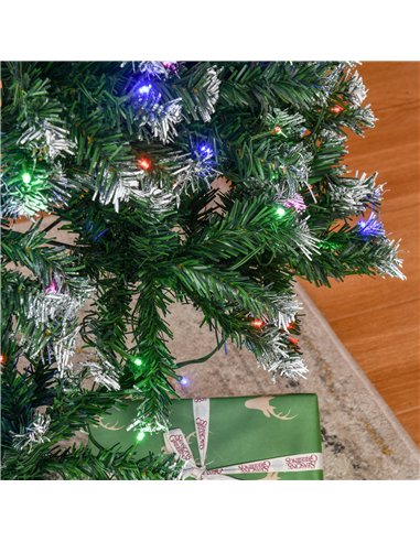 HOMCOM 6FT Tall Prelit Pencil Slim Artificial Christmas Tree with Realistic Branches, 300 Colourful LED Lights and 618 Tips, Xma