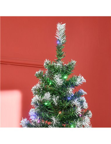 HOMCOM 6FT Tall Prelit Pencil Slim Artificial Christmas Tree with Realistic Branches, 300 Colourful LED Lights and 618 Tips, Xma
