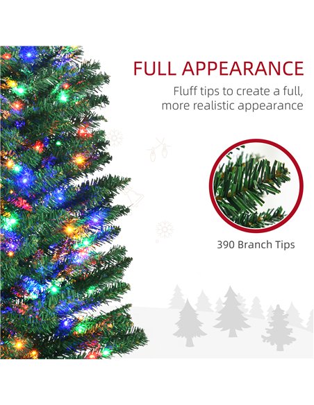 HOMCOM 6' Artificial Prelit Christmas Trees Holiday Décor with Colourful LED Lights, Pencil Shape, Steel Base - pic 208696 | FastDaddyshop