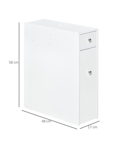 HOMCOM Bathroom Slim Floor Cabinet with Drawers, White