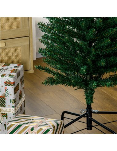 HOMCOM 6' Artificial Prelit Christmas Trees Holiday Décor with Colourful LED Lights, Pencil Shape, Steel Base