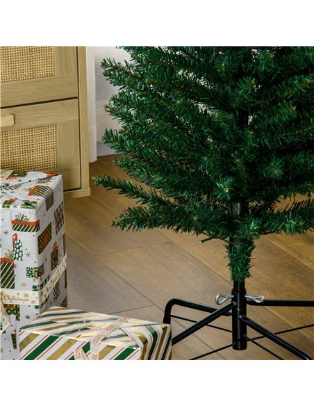 HOMCOM 6' Artificial Prelit Christmas Trees Holiday Décor with Colourful LED Lights, Pencil Shape, Steel Base - pic 208700 | FastDaddyshop