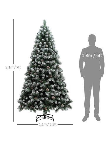 HOMCOM 7ft Snow-Dipped Artificial Pine Christmas Tree