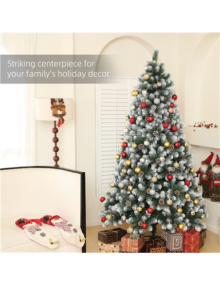 HOMCOM 7ft Snow-Dipped Artificial Pine Christmas Tree - pic 208704 | FastDaddyshop