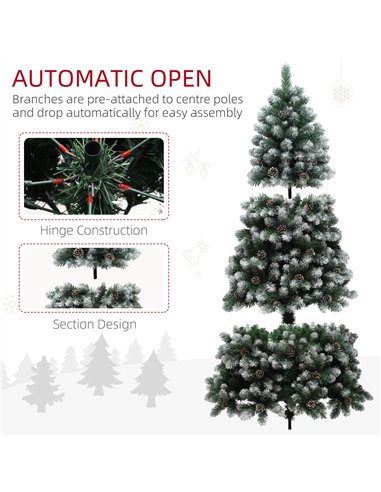 HOMCOM 7ft Snow-Dipped Artificial Pine Christmas Tree