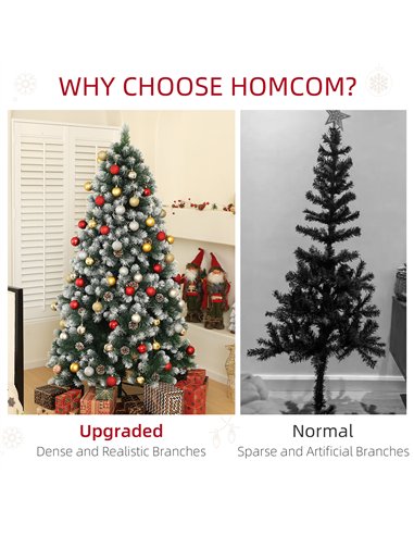 HOMCOM 6ft Snow-Dipped Artificial Pine Christmas Tree