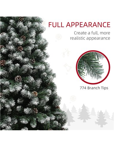 HOMCOM 6ft Snow-Dipped Artificial Pine Christmas Tree