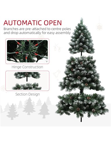 HOMCOM 6ft Snow-Dipped Artificial Pine Christmas Tree