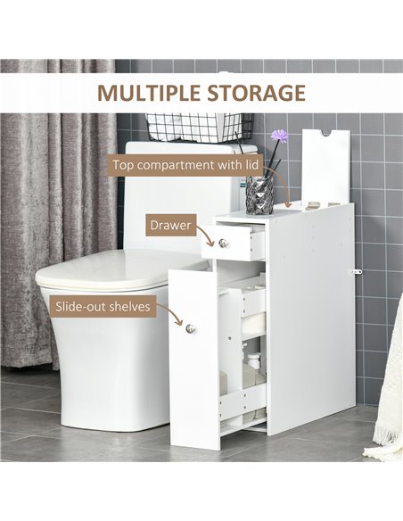 HOMCOM Bathroom Slim Floor Cabinet with Drawers, White - pic 20872 | FastDaddyshop