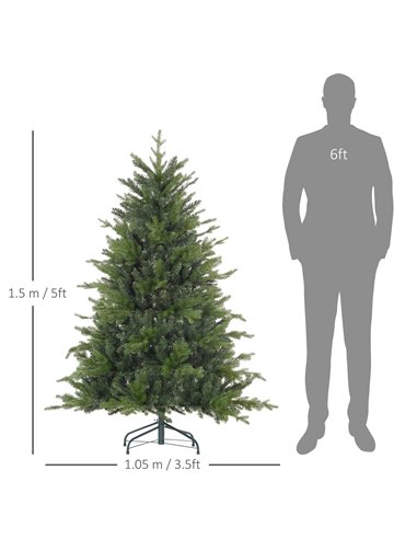 HOMCOM 5ft Bare Artificial Christmas Tree, with 1309 Tips - Green