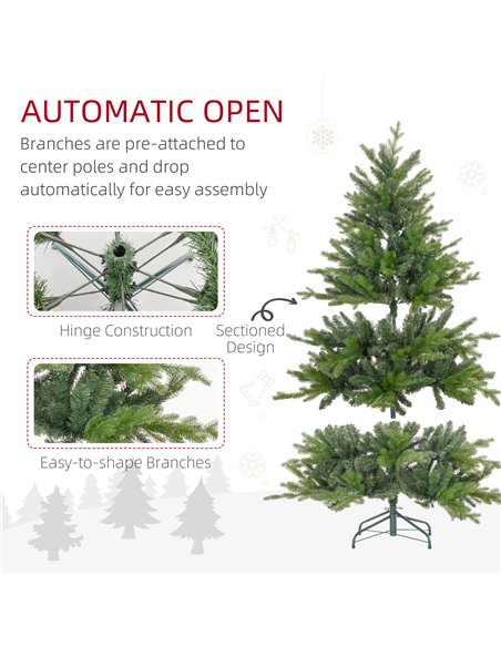 HOMCOM 5ft Bare Artificial Christmas Tree, with 1309 Tips - Green - pic 208724 | FastDaddyshop