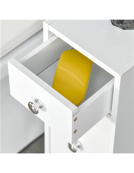 HOMCOM Bathroom Slim Floor Cabinet Narrow Wooden Storage Home Bath Toilet Cupboard Organiser Unit with Drawers White - pic 20874 | FastDaddyshop