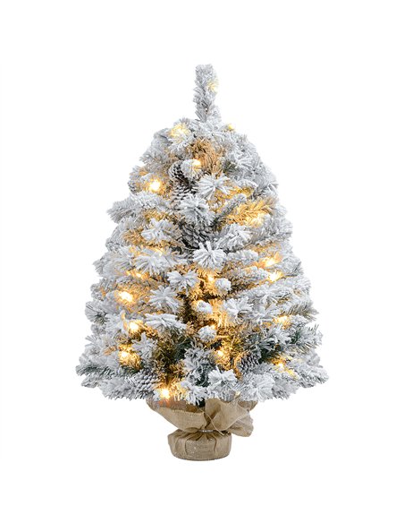 HOMCOM 3ft Snowy Tabletop Christmas Tree, with LED Lights - pic 208746 | FastDaddyshop