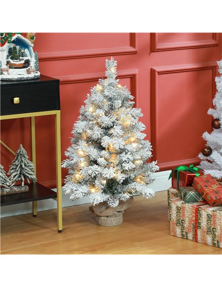 HOMCOM 3ft Snowy Tabletop Christmas Tree, with LED Lights - pic 208747 | FastDaddyshop