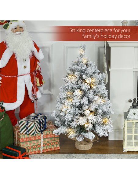 HOMCOM 3ft Snowy Tabletop Christmas Tree, with LED Lights - pic 208749 | FastDaddyshop