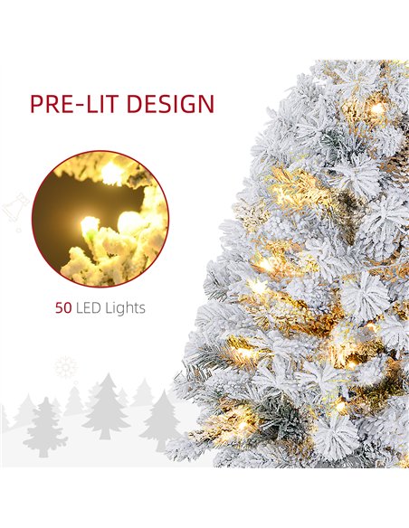 HOMCOM 3ft Snowy Tabletop Christmas Tree, with LED Lights - pic 208750 | FastDaddyshop