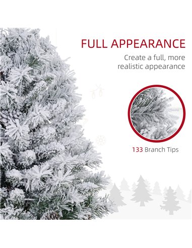 HOMCOM 3ft Snowy Tabletop Christmas Tree, with LED Lights