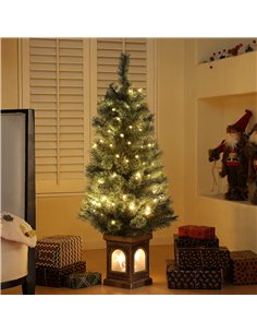 HOMCOM 4ft Artificial Christmas Tree with 80 Warm White LED Lights, 8 Modes and Remote, Realistic Xmas Tree with Square Stand fo 2