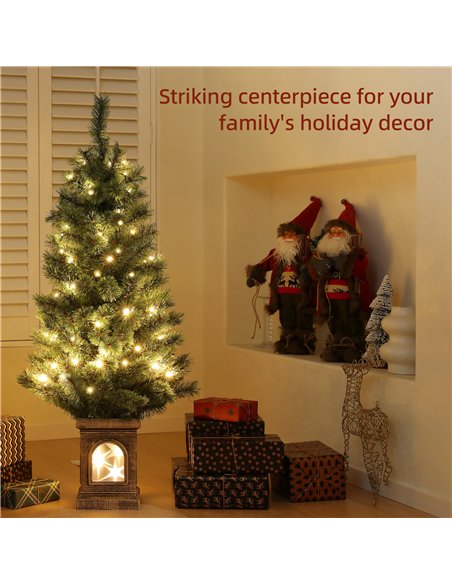HOMCOM 4ft Artificial Christmas Tree with 80 Warm White LED Lights, 8 Modes and Remote, Realistic Xmas Tree with Square Stand fo - pic 208758 | FastDaddyshop