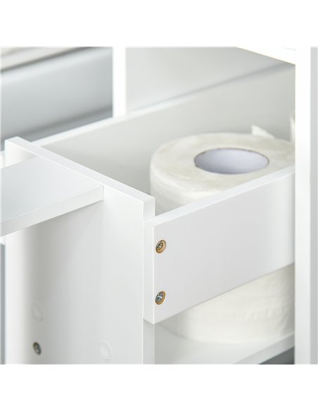 HOMCOM Bathroom Slim Floor Cabinet Narrow Wooden Storage Home Bath Toilet Cupboard Organiser Unit with Drawers White - pic 20876 | FastDaddyshop
