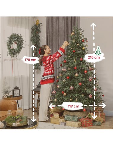 HOMCOM 7 ft Full Spruce Christmas Tree with Realistic Dense Tips, Easy Assembly - Green