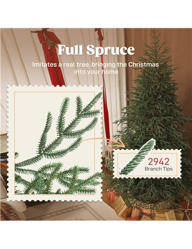 HOMCOM 7 ft Full Spruce Christmas Tree with Realistic Dense Tips, Easy Assembly - Green